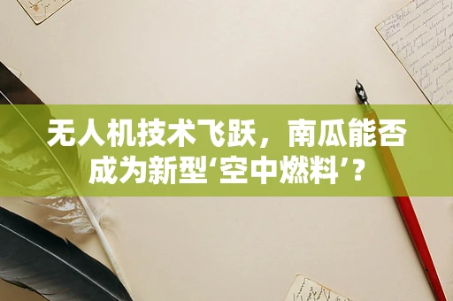 无人机技术飞跃，南瓜能否成为新型‘空中燃料’？