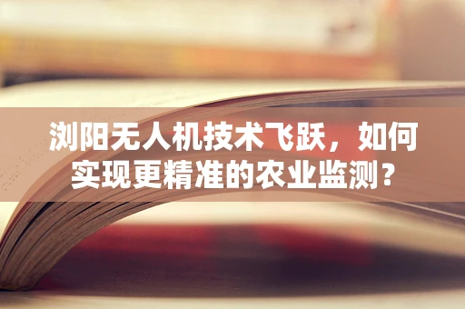 浏阳无人机技术飞跃，如何实现更精准的农业监测？