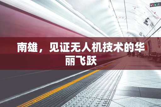 南雄，见证无人机技术的华丽飞跃