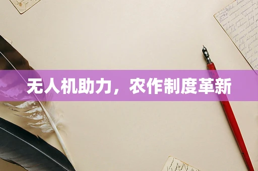 无人机助力，农作制度革新