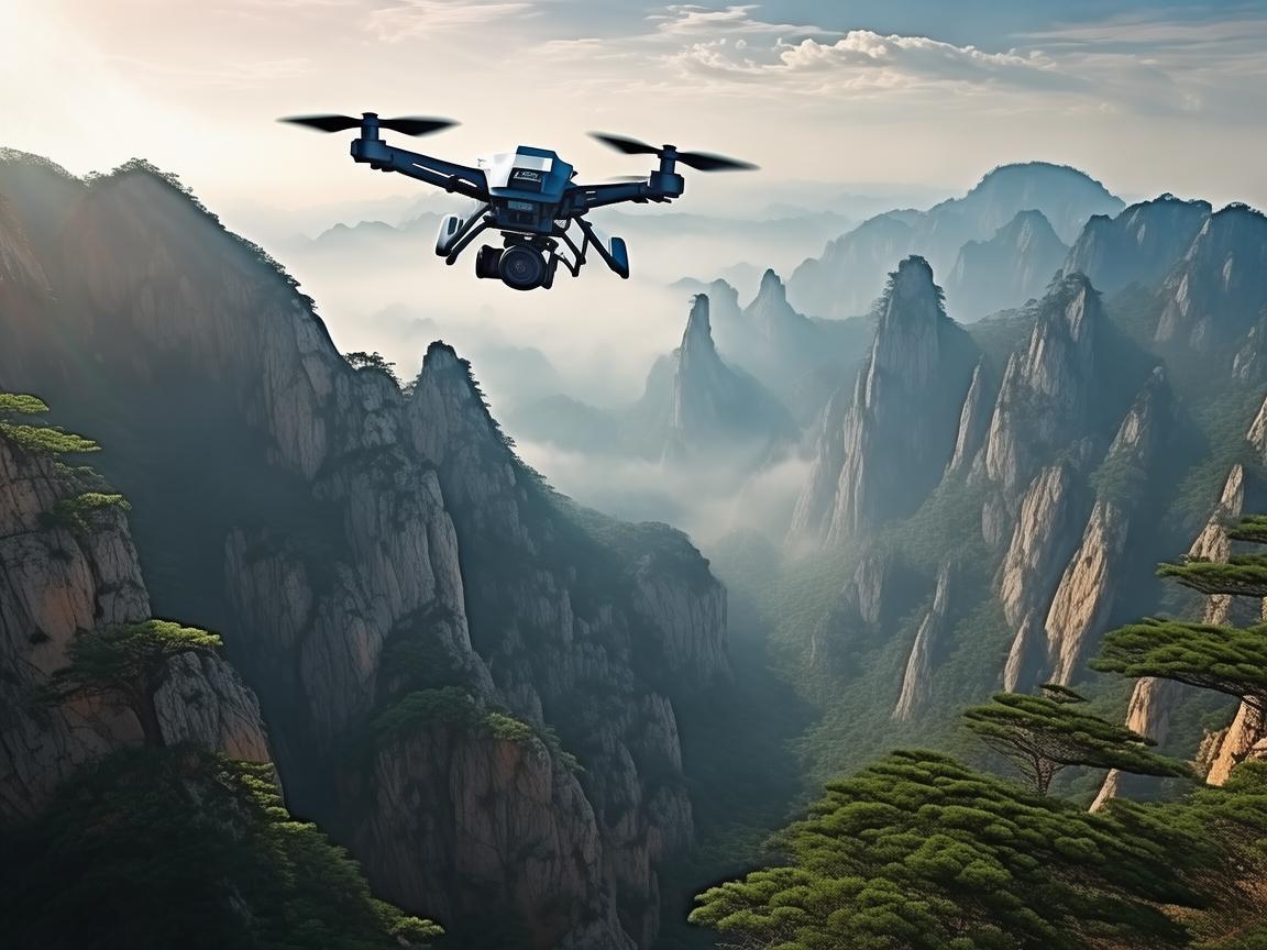 无人机飞跃黄山，科技与自然的震撼交响