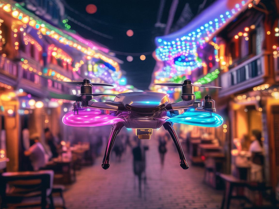 无人机技术飞跃点亮夜市灯光秀